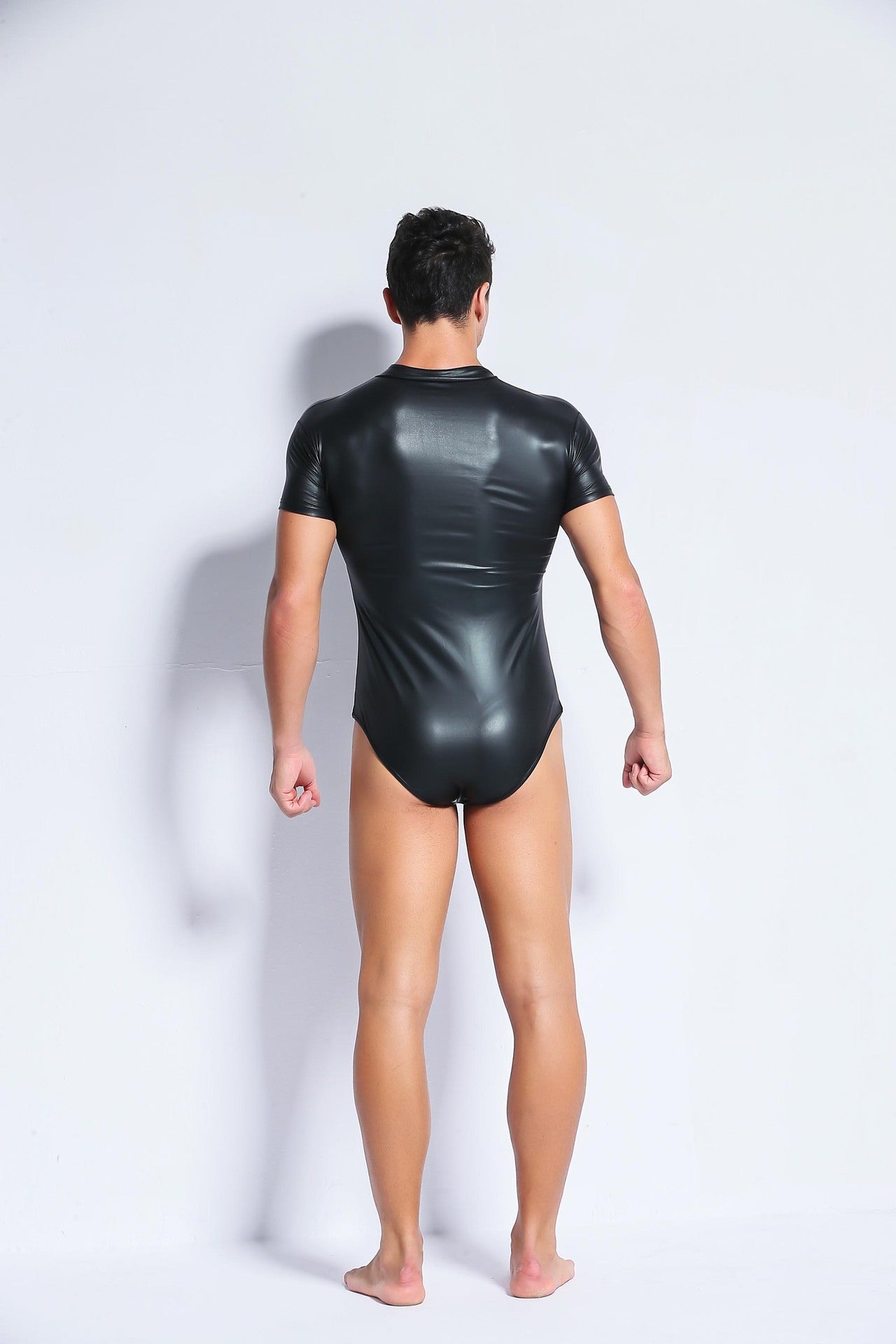 Black Patent Leather Zip Bodysuit