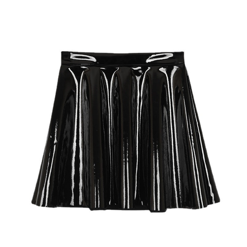 Steampunk Black Glossy Mini Skirt, product