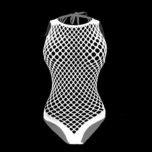 Mesh-Bodysuit mit Hohlsaum