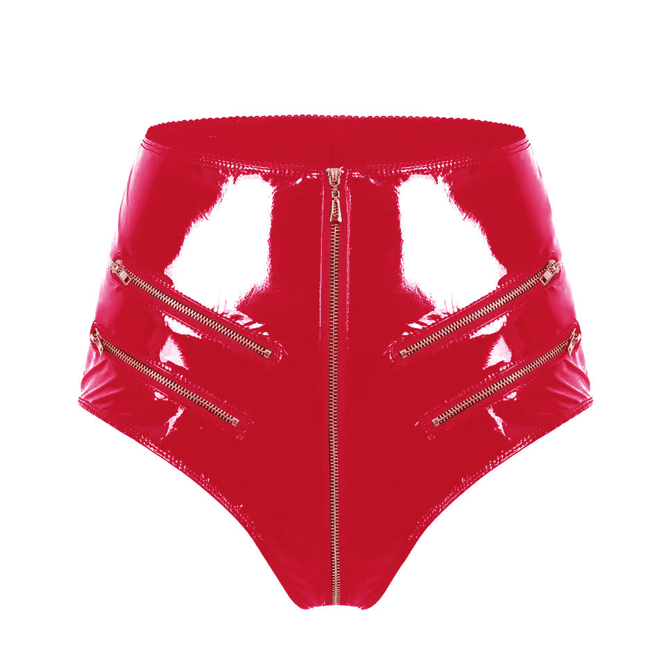 Crotch PVC Short Pants, red