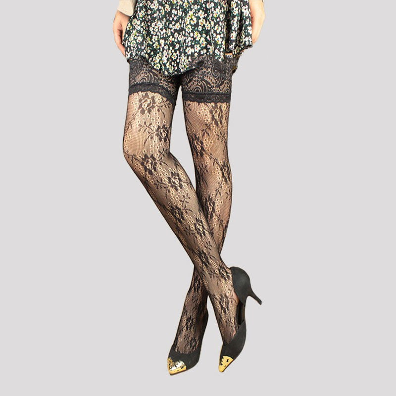 Lace Elegance Knee-high Jacquard Stockings