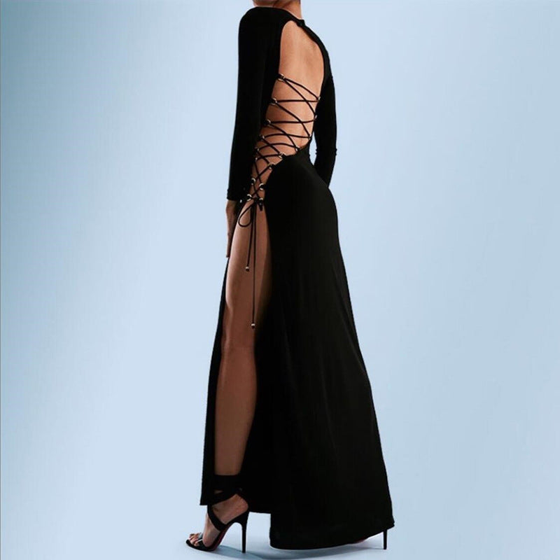 Long Sleeve Backless Maxi Dress, side