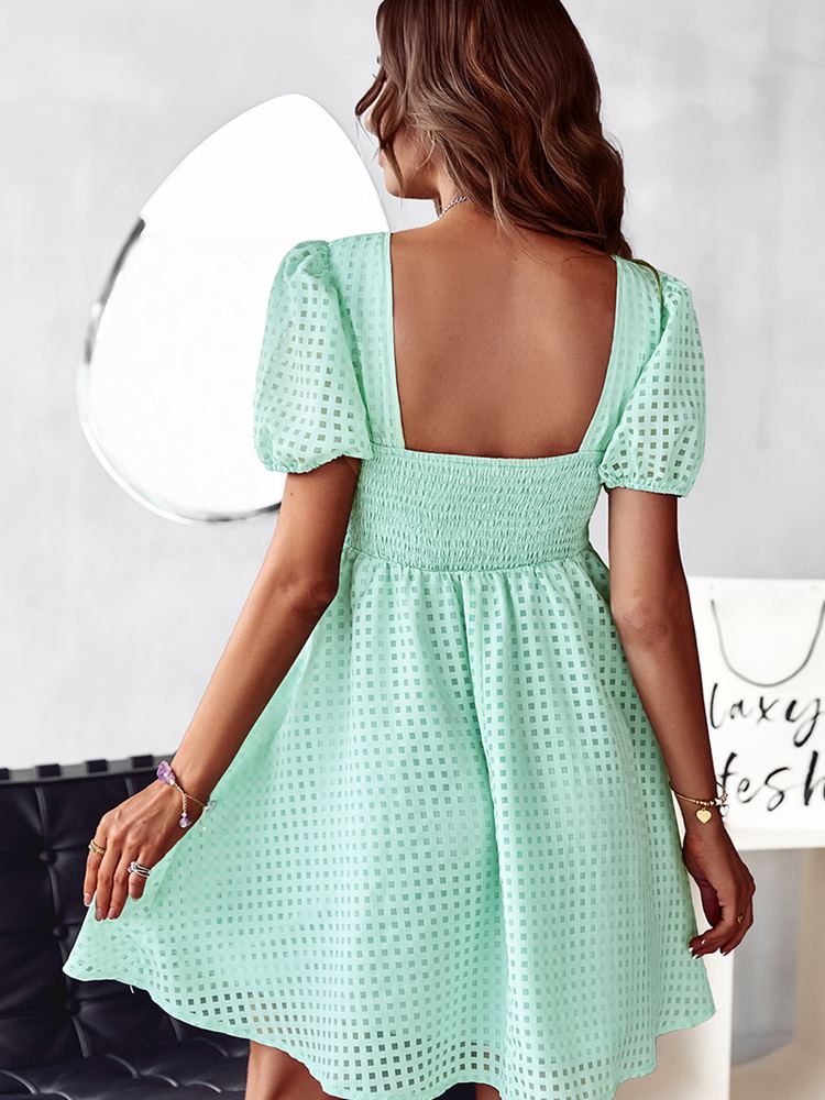 Short Sleeve High Waist Casual Dress