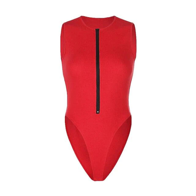 Black Strapless Women Bodysuit, red