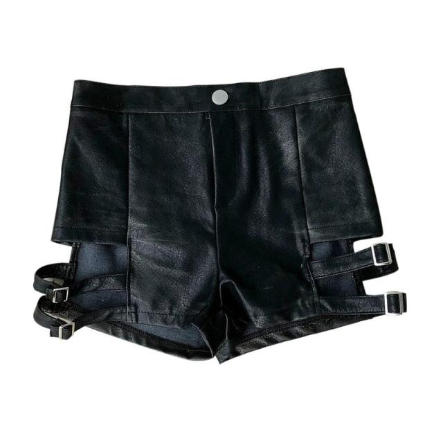 Lace-Up Leather Rave Shorts, product